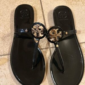 Tory Burch Mini Miller Women's Flat Thong Jelly Sandals - Black, US 7